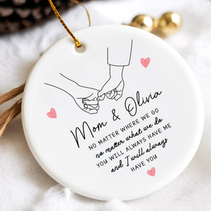 Personalized Mom & Daughter Holding Hands Ceramic Ornament Custom Name Gift for Mom, Sweet Mother s Day Keepsake, Loving Family Memory Decoration