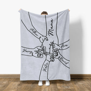 Personalized Mama Holding Hands Blanket: Kids Names Blanket For Mom, Mother's Day Gift, Up to 10 Kids