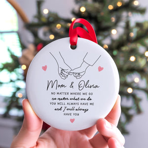 Personalized Mom & Daughter Holding Hands Ceramic Ornament Custom Name Gift for Mom, Sweet Mother s Day Keepsake, Loving Family Memory Decoration