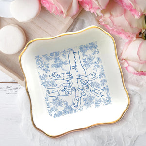 Personalized Holding Mom's Hand Ceramic Jewelry Dish with 1-6 Kids: Chinoiserie Mom Trinket Dish, Mothers Day Gift for Mom, Mama Ring Holder