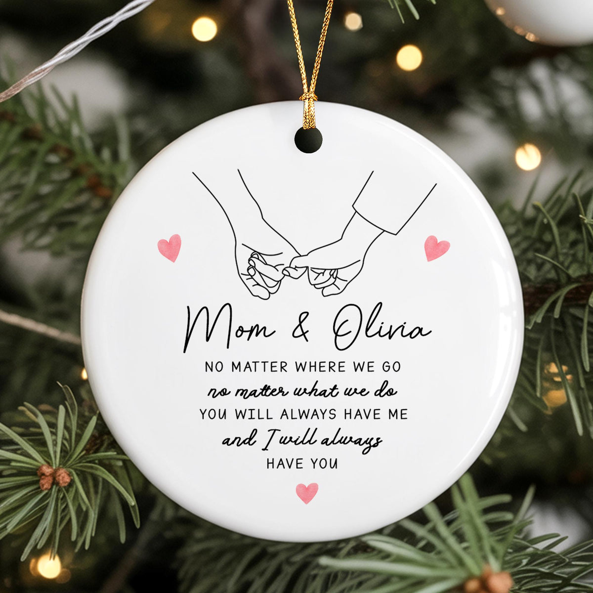 Personalized Mom & Daughter Holding Hands Ceramic Ornament Custom Name Gift for Mom, Sweet Mother s Day Keepsake, Loving Family Memory Decoration