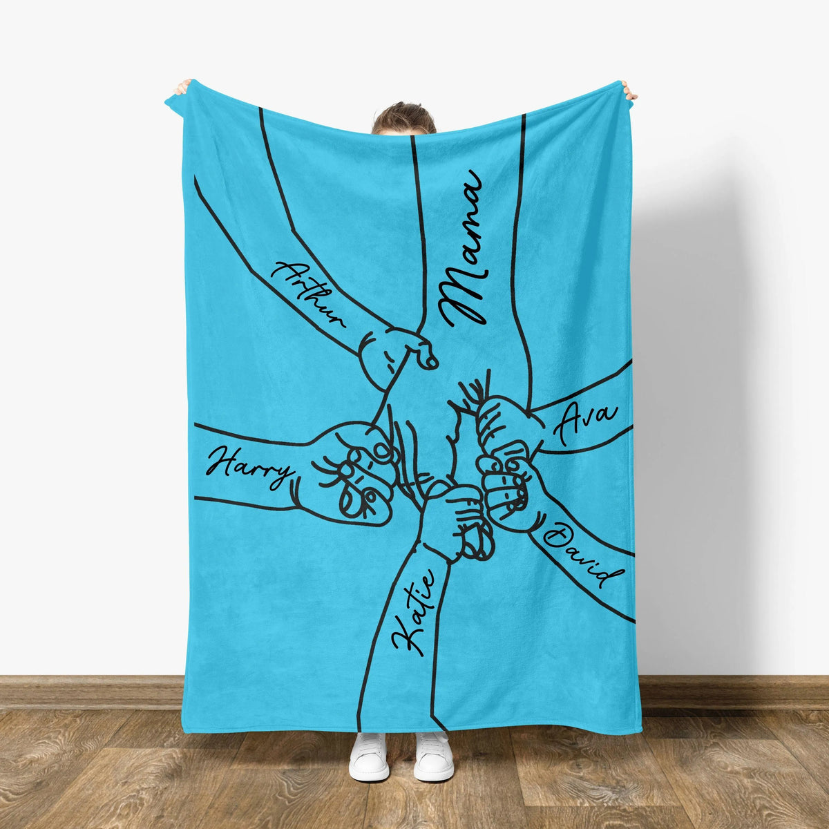 Personalized Mama Holding Hands Blanket: Kids Names Blanket For Mom, Mother's Day Gift, Up to 10 Kids