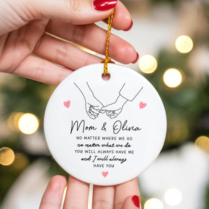 Personalized Mom & Daughter Holding Hands Ceramic Ornament Custom Name Gift for Mom, Sweet Mother s Day Keepsake, Loving Family Memory Decoration