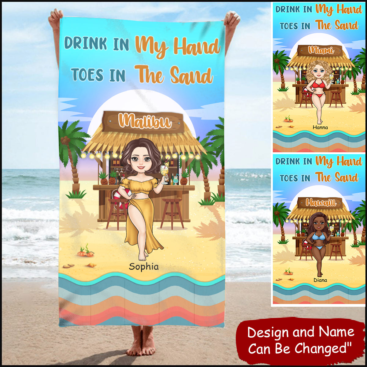 Drink In My Hand - Personalized Beach Towel - Gift For Sister, Bestie, Family, Summer Vacation