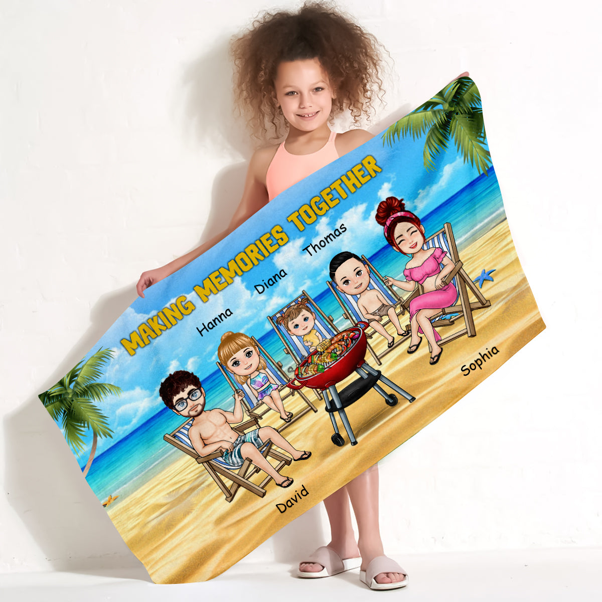 Making Memories Together Family Vacation - Personalized Beach Towel - Gift For Family, Summer, Beach Vacation