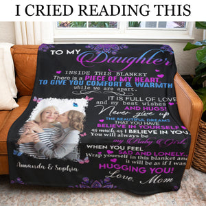 Mandala Mom Letter Butterfly Upload Photo Blanket Gift For Daughter