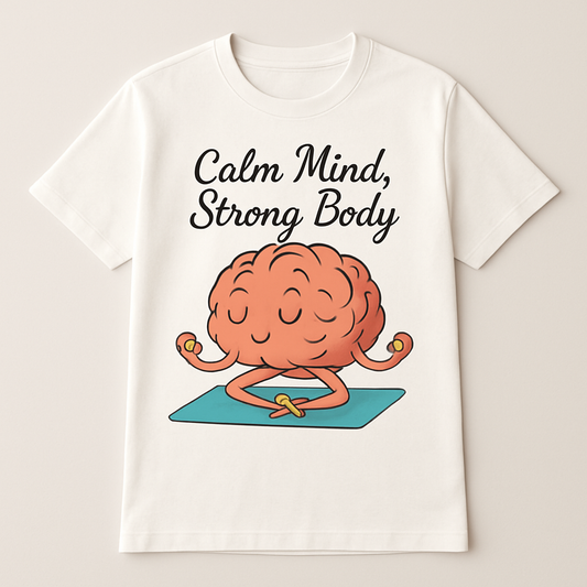 Calm Mind Strong Body Yoga Brain T-Shirt – Mental Health Fitness Motivation Tee, Mindfulness Workout Gift Mental%20Health%20Fitness%20prompt%2013%20studio%20mockup.png