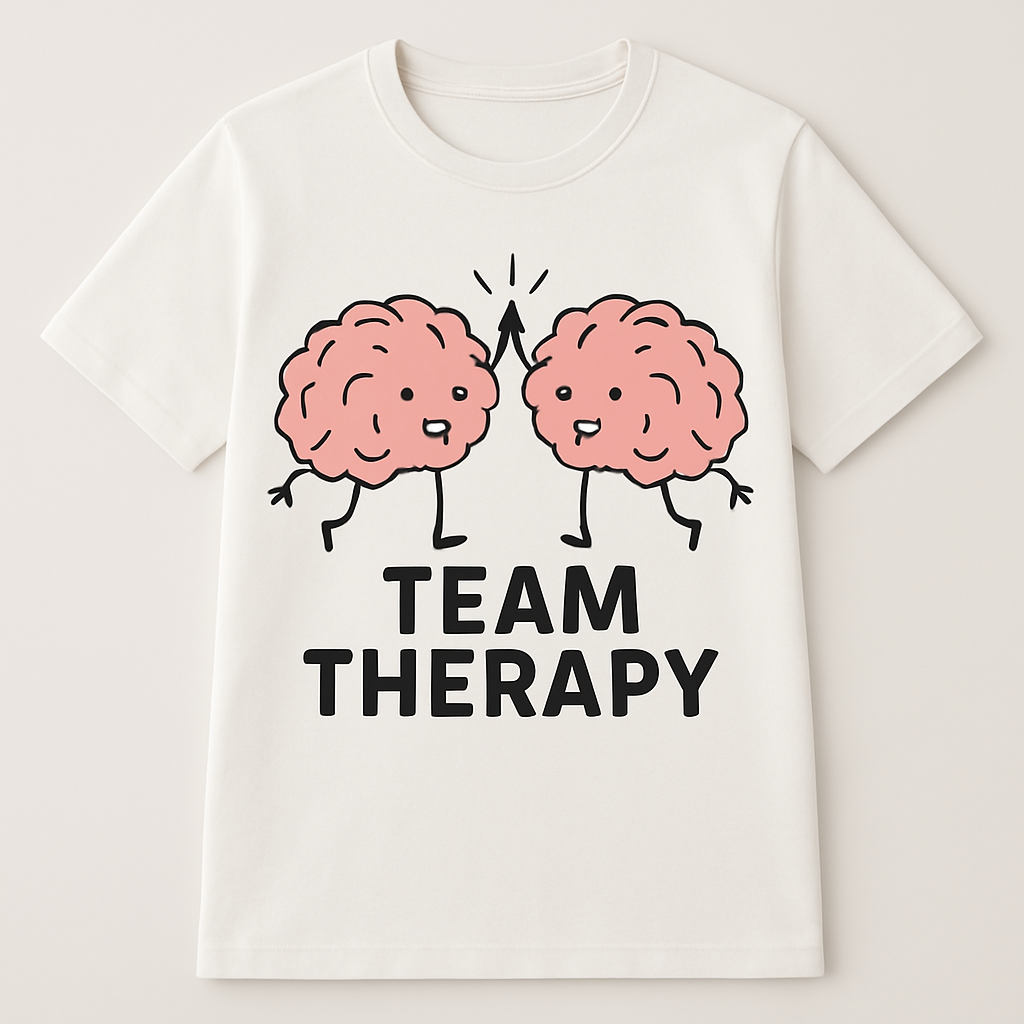 Team Therapy Mental Health T-Shirt – Cute Brain Cartoon, Self Care & Therapy Support, Wellness Fitness Tee for Positive Mindset Mental%20Health%20Fitness%20prompt%2016%20studio%20mockup.png