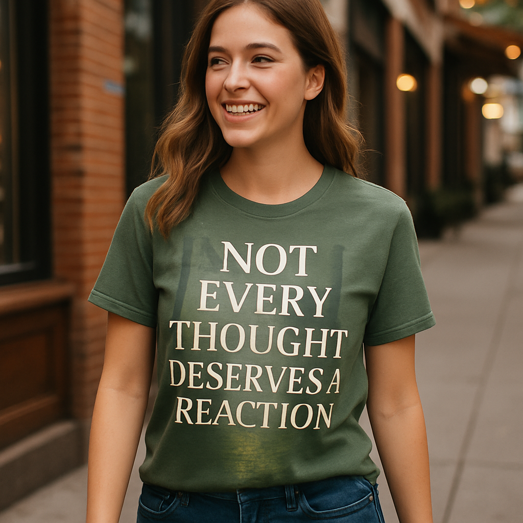 Mindfulness Motivational T-Shirt — "Not Every Thought Deserves a Reaction" | Mental Health Fitness Tee | Calm Forest Quote Shirt Mental%20Health%20Fitness%20prompt%2018%20lifestyle%20mockup.png