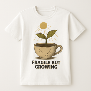 Fragile But Growing Mental Health T-Shirt – Inspirational Self Care Tee with Plant in Cracked Cup, Positive Growth Mindset Shirt Mental%20Health%20Fitness%20prompt%2019%20studio%20mockup.png