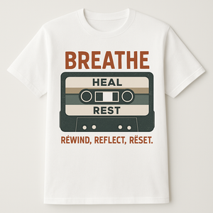 Breathe Heal Rest Mental Health T-Shirt – Retro Cassette, Mindfulness, Self Care, Rewind Reflect Reset, Inspirational Wellness Tee Mental%20Health%20Fitness%20prompt%2021%20studio%20mockup.png