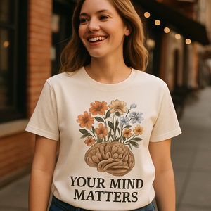 Your Mind Matters Mental Health T-Shirt – Brain with Flowers, Positive Self Care, Mindfulness Motivational Tee for Wellness Fitness Mental%20Health%20Fitness%20prompt%2025%20lifestyle%20mockup.png