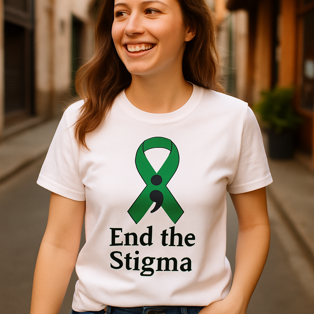 End The Stigma T-Shirt – Green Ribbon Semicolon Mental Health Awareness Tee, Motivational Fitness Shirt, Support Anxiety & Depression Mental%20Health%20Fitness%20prompt%2028%20lifestyle%20mockup.png