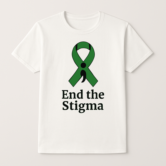 End The Stigma T-Shirt – Green Ribbon Semicolon Mental Health Awareness Tee, Motivational Fitness Shirt, Support Anxiety & Depression Mental%20Health%20Fitness%20prompt%2028%20studio%20mockup.png