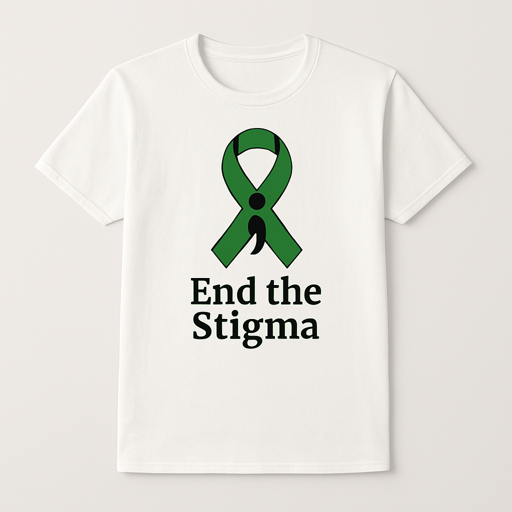 End The Stigma T-Shirt – Green Ribbon Semicolon Mental Health Awareness Tee, Motivational Fitness Shirt, Support Anxiety & Depression Mental%20Health%20Fitness%20prompt%2028%20studio%20mockup.png