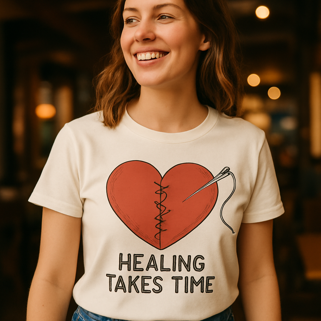 Healing Takes Time Mental Health Support T-Shirt – Stitched Heart Graphic, Self Care Positive Affirmation Tee, Wellness Recovery Apparel Mental%20Health%20Fitness%20prompt%2029%20lifestyle%20mockup.png