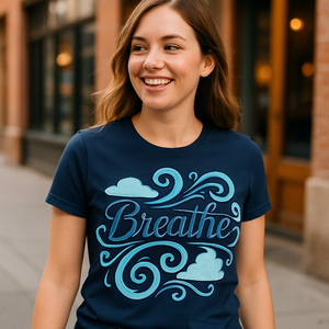 Breathe Mental Health T-Shirt – Inspirational Calm Clouds & Swirls Design | Mindfulness Anxiety Relief Motivational Tee Mental%20Health%20Fitness%20prompt%2035%20lifestyle%20mockup.png