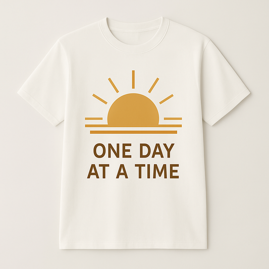 One Day at a Time Mental Health T-Shirt – Motivational Sunrise Graphic Tee for Mindfulness & Fitness Mental%20Health%20Fitness%20prompt%2036%20studio%20mockup.png