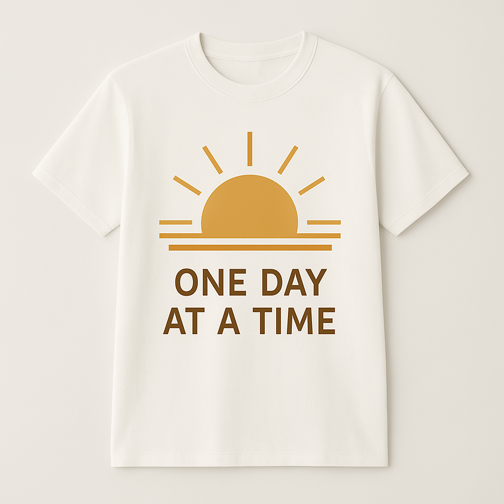 One Day at a Time Mental Health T-Shirt – Motivational Sunrise Graphic Tee for Mindfulness & Fitness Mental%20Health%20Fitness%20prompt%2036%20studio%20mockup.png