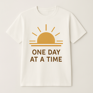One Day at a Time Mental Health T-Shirt – Motivational Sunrise Graphic Tee for Mindfulness & Fitness Mental%20Health%20Fitness%20prompt%2036%20studio%20mockup.png