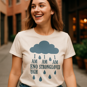 “I Am Enough Strong Loved” Mental Health Motivational T-Shirt – Positive Affirmation Cloud & Rain Design, Mindfulness Fitness Tee Mental%20Health%20Fitness%20prompt%2041%20lifestyle%20mockup.png