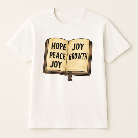 Hope Peace Joy Growth Journal Graphic Tee – Mental Health Fitness Inspirational T-Shirt for Mindfulness & Self-Care Mental%20Health%20Fitness%20prompt%2042%20studio%20mockup.png