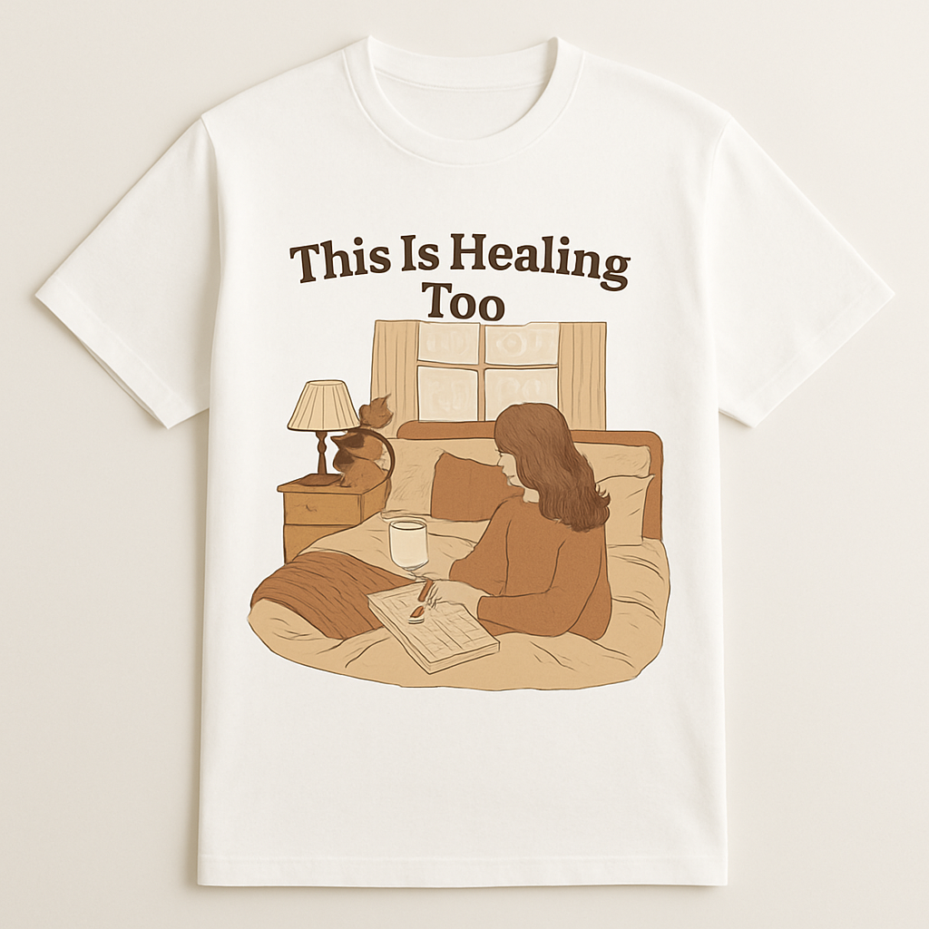 This Is Healing Too T-Shirt – Mental Health Awareness, Self Care, Cozy Journaling, Mindfulness Tee, Wellness Gift for Healing Journey Mental%20Health%20Fitness%20prompt%2045%20studio%20mockup.png