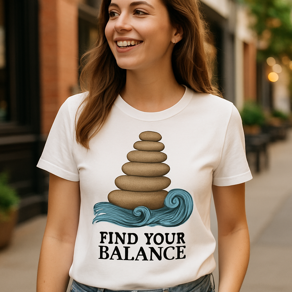 Find Your Balance T-Shirt – Zen Stacked Stones & Waves, Mindfulness Mental Health Fitness Motivation, Wellness Inspirational Tee Mental%20Health%20Fitness%20prompt%2047%20lifestyle%20mockup.png