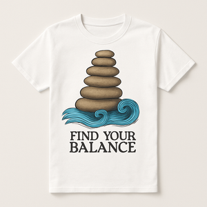 Find Your Balance T-Shirt – Zen Stacked Stones & Waves, Mindfulness Mental Health Fitness Motivation, Wellness Inspirational Tee Mental%20Health%20Fitness%20prompt%2047%20studio%20mockup.png