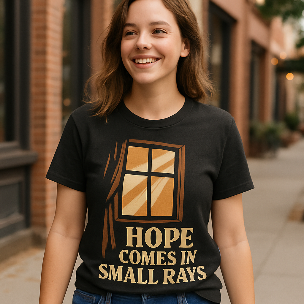 Hope Comes in Small Rays T-Shirt | Motivational Mental Health Fitness Tee | Sunbeam Window Positive Affirmation Shirt for Wellness Mental%20Health%20Fitness%20prompt%2049%20lifestyle%20mockup.png