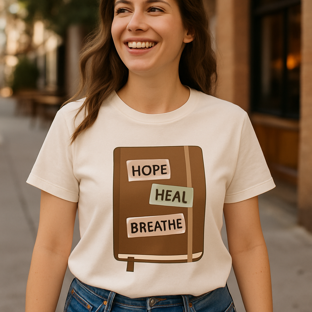 Hope Heal Breathe Motivational T-Shirt – Mental Health Fitness Affirmations Tee, Inspirational Self Care Shirt for Wellness & Mindfulness Mental%20Health%20Fitness%20prompt%2050%20lifestyle%20mockup.png