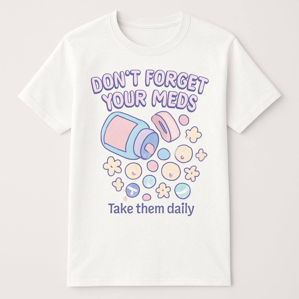 Don’t Forget Your Meds T-Shirt – Cute Pastel Mental Health Reminder Tee, Self Care Anxiety Support Gift, Wellness Medication Shirt Mental%20Health%20Fitness%20prompt%205%20studio%20mockup.png