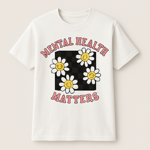 Mental Health Matters T-Shirt – Retro Checkerboard & Smiley Daisy Graphic, Positive Self-Care Tee, Mental Wellness Gift Mental%20Health%20Fitness%20prompt%207%20studio%20mockup.png