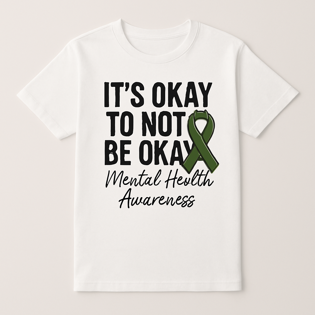 It’s Okay to Not Be Okay T-Shirt – Mental Health Awareness Green Ribbon, Motivational Fitness Tee, Support Self Care Mental%20Health%20Fitness%20prompt%208%20studio%20mockup.png