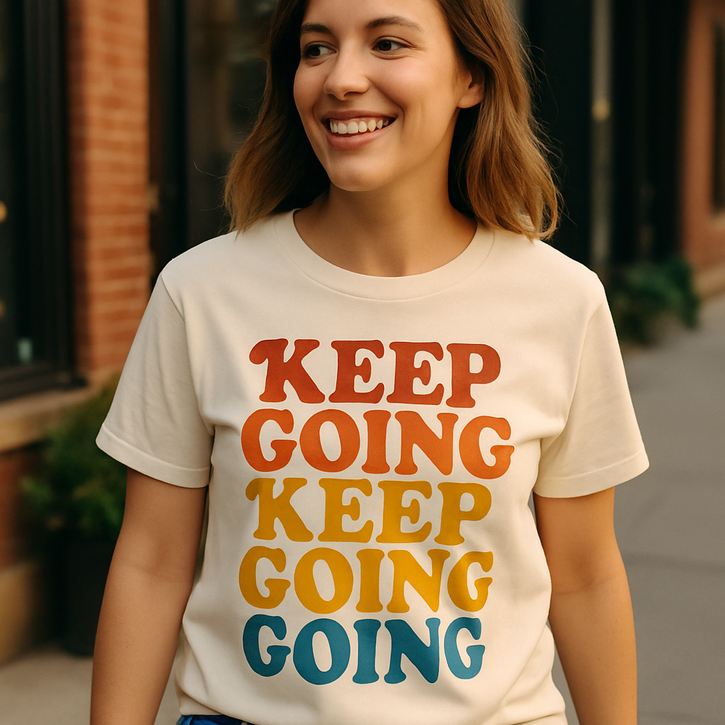 Keep Going Retro Motivational T-Shirt – Mental Health Fitness Positive Affirmation Tee, Inspirational Vintage Style for Wellness & Self Care Mental%20Health%20Fitness%20prompt%209%20lifestyle%20mockup.png
