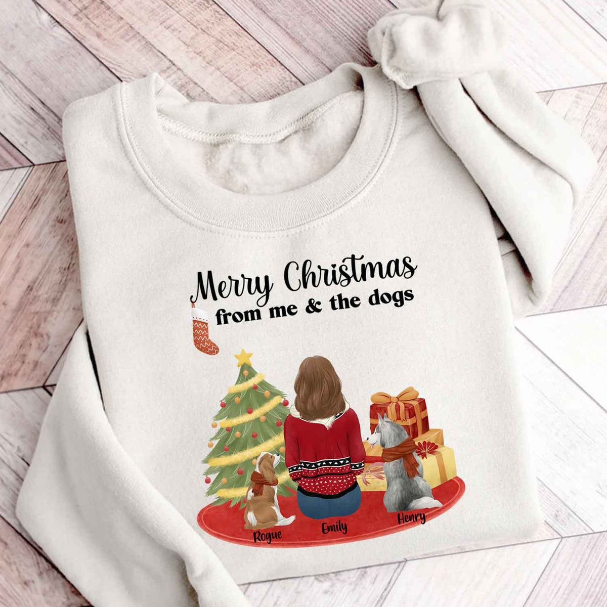 Merry christmas from me & the dogs Personalized Sweatshirt Christmas Gift For Dog Lovers Gift For Dog Mom Dog Dad Winter Season Gift