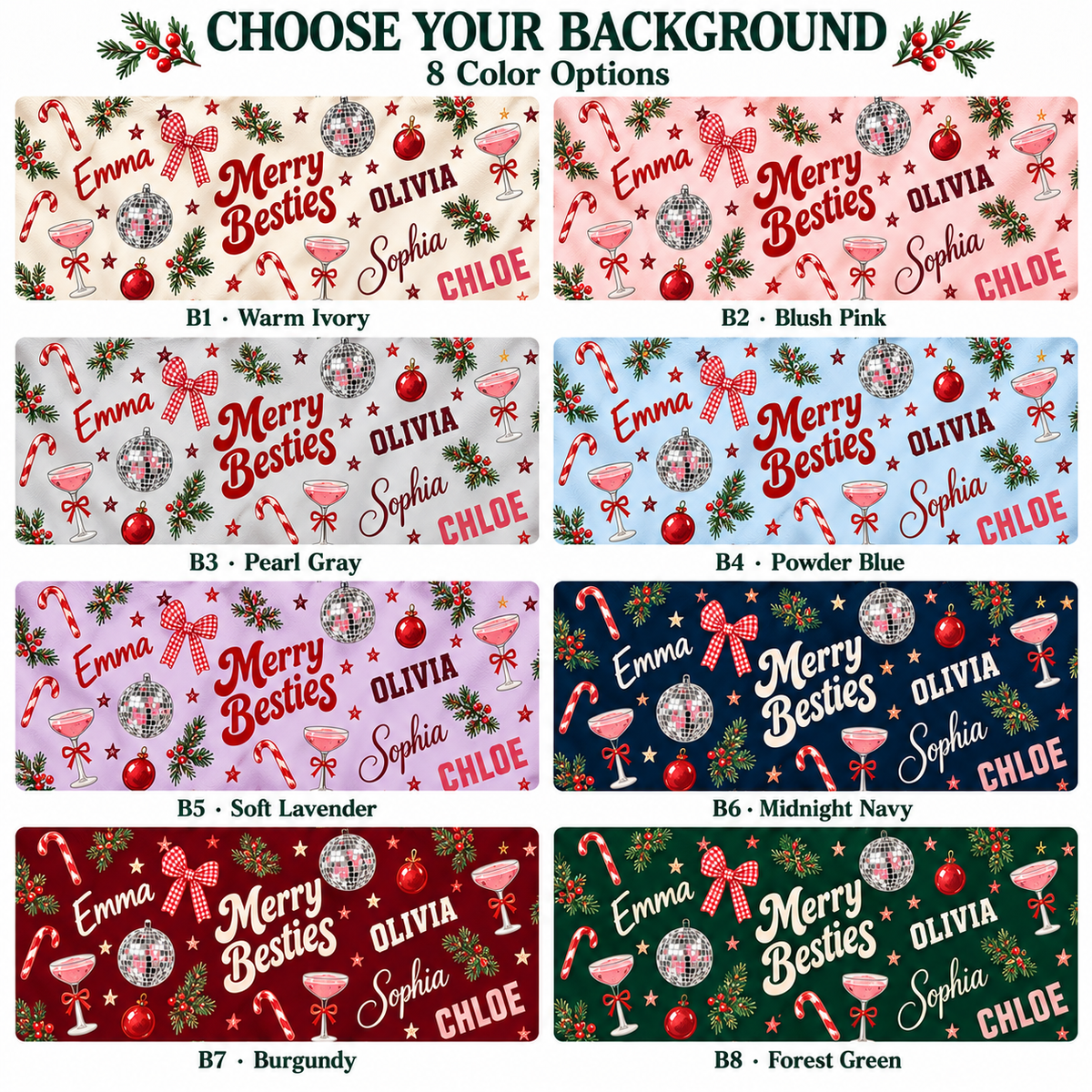 Personalized Merry Besties Christmas Pajama Pants – Custom Names, Matching Best Friend Lounge Pants, Christmas Gift for Besties