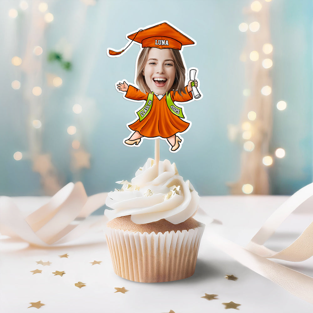 Custom Funny Face Class of 2026 - Graduation Decoration Cupcake Toppers