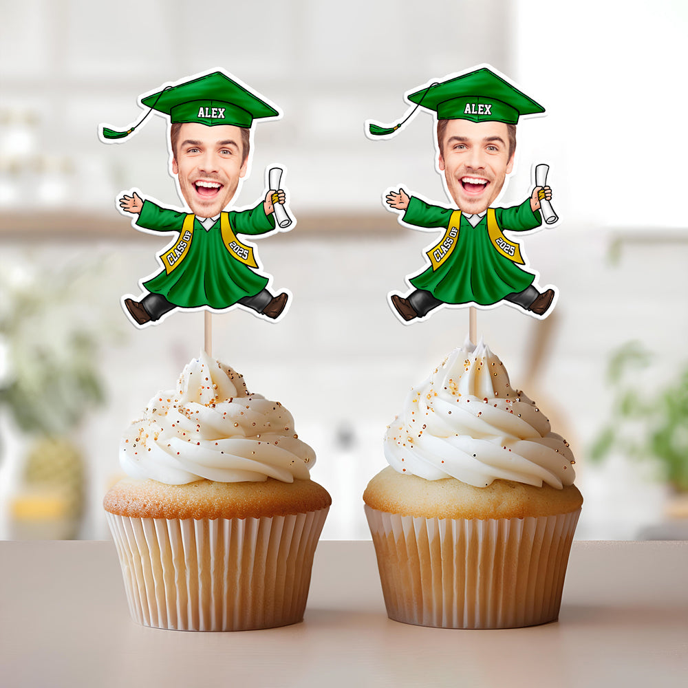 Custom Funny Face Class of 2026 - Graduation Decoration Cupcake Toppers