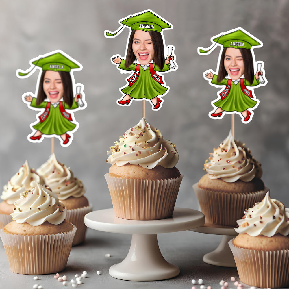 Custom Funny Face Class of 2026 - Graduation Decoration Cupcake Toppers