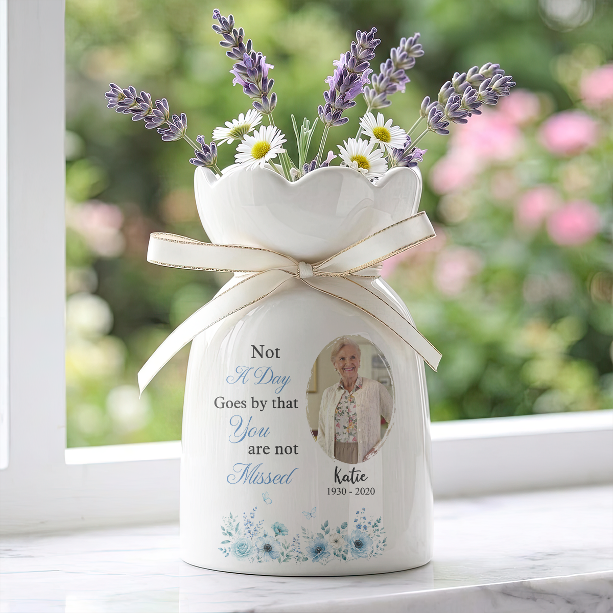 Not A Day Goes By Personalized Ribbon Tie Flower Vase