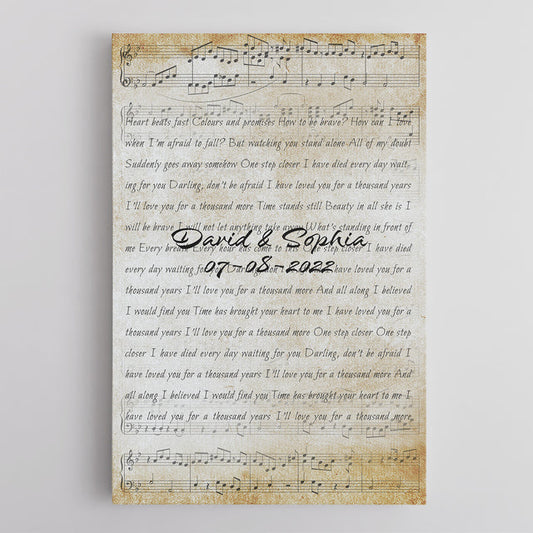 Custom Song Lyrics, Customizable Name And Date Personalized Canvas Wall Art Perfect Gift For Couple, Anniversary Gift, Wedding Gift