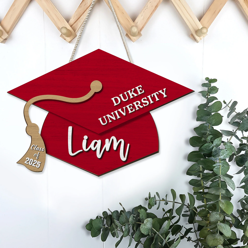 Personalized Graduation Door Decoration Name Graduation Hat Wooden Sign For Door Senior 2025