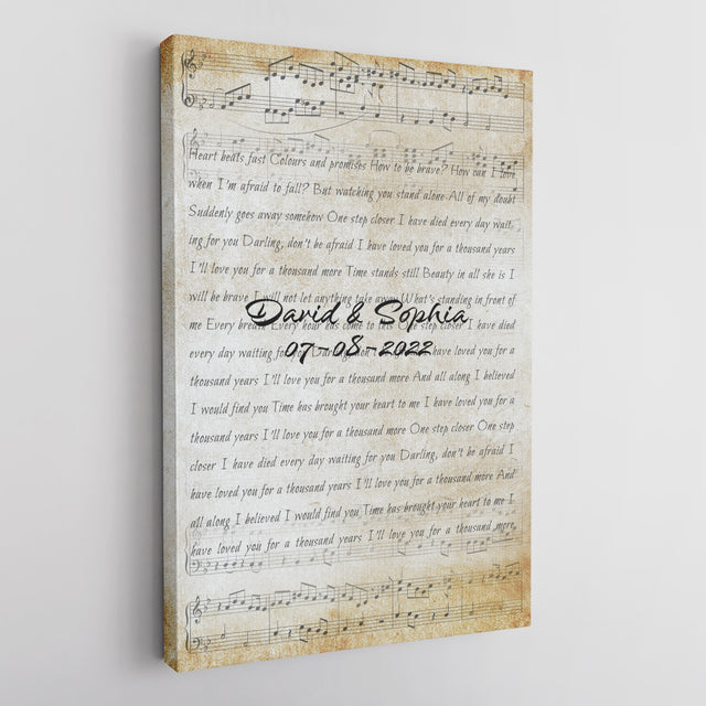 Custom Song Lyrics, Customizable Name And Date Personalized Canvas Wall Art Perfect Gift For Couple, Anniversary Gift, Wedding Gift