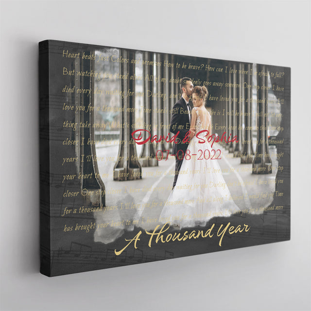 Custom Song Lyrics, Upload Photo, Customizable Song Name And Text Canvas Personalized Canvas For Couple , Anniversary Gift Wedding Gift