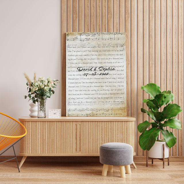 Custom Song Lyrics, Customizable Name And Date Personalized Canvas Wall Art Perfect Gift For Couple, Anniversary Gift, Wedding Gift