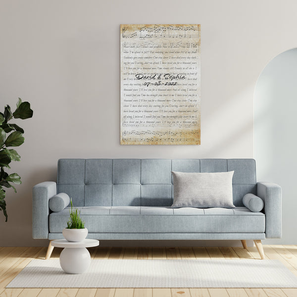 Custom Song Lyrics, Customizable Name And Date Personalized Canvas Wall Art Perfect Gift For Couple, Anniversary Gift, Wedding Gift