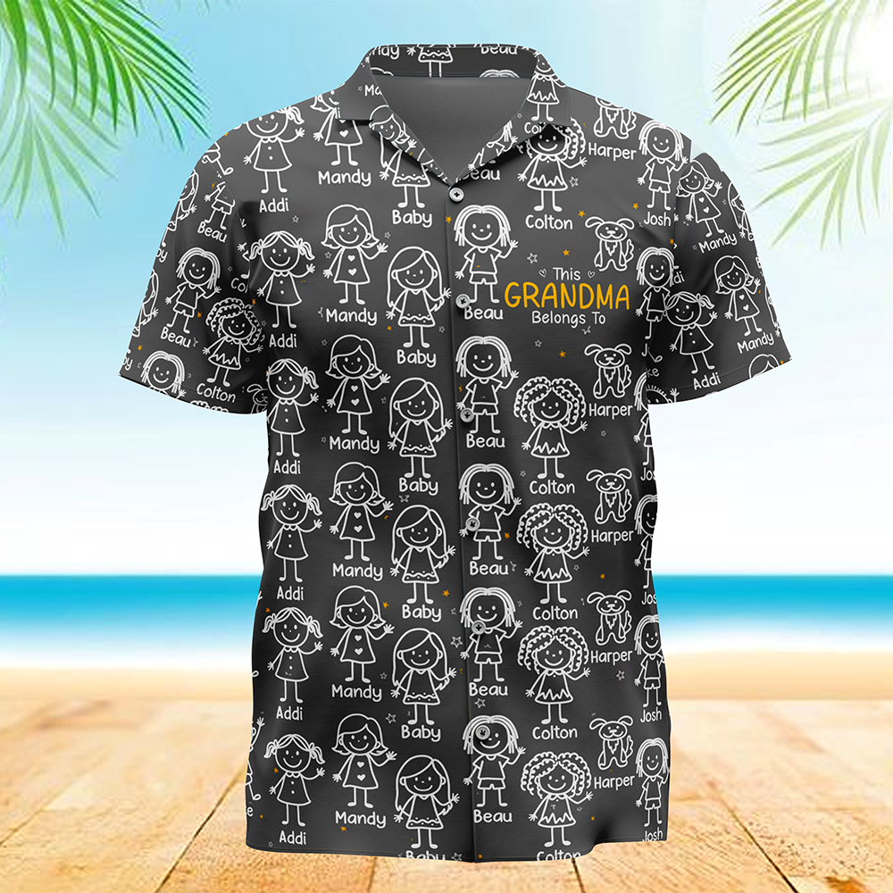 Personalized Grandpa Hawaiian Shirt, Papa Shirt With Grandkid Name, This Grandpa Belong To, Father's Day Gift, Grandpa Dad Birthday Giftt