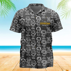 Personalized Grandpa Hawaiian Shirt, Papa Shirt With Grandkid Name, This Grandpa Belong To, Father's Day Gift, Grandpa Dad Birthday Giftt