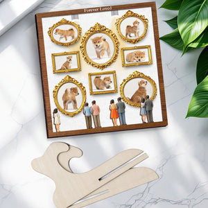Dog Lovers Mini Museum Wood Layer Frame, Memory Display with Wood Frames, Pet Mom Gifts, Photo Frame with Miniature Figurines, Dog Lovers